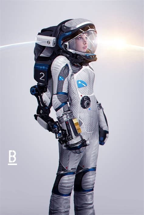 Artstation Spacesuit Girl Benoit Godde Space Suit Science Fiction Art Sci Fi Concept Art