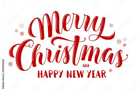 Merry Christmas And Happy New Year Text Lettering For Greeting Cards