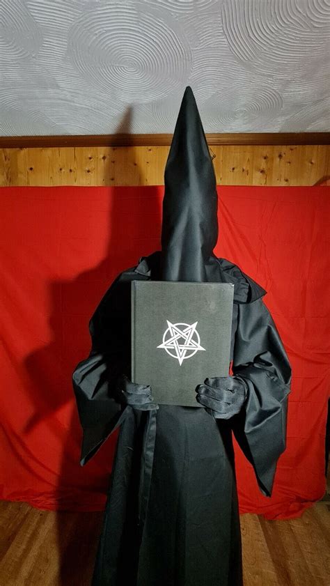 High Satanic Priest Kit Blk Robe Hood Temple Of Satan Book Black Candles Ebay