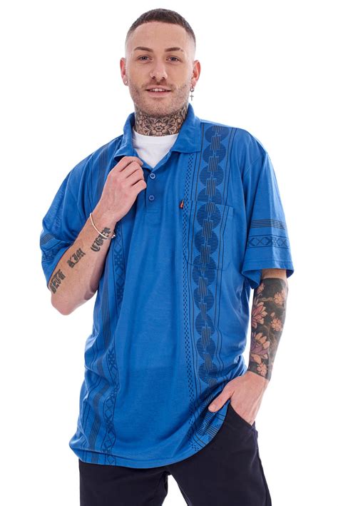 Mens Big Casual T Shirts Loose Fit Aztec Print Polo Pocket Cotton Blend Tops Ebay