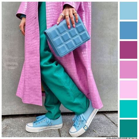 Street Style Fashion Pink Blue Teal Color Story Color Combinations For Clothes Modest