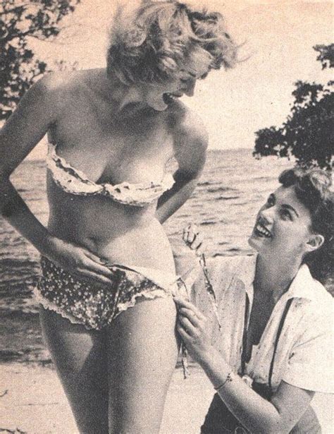 Bunny Yeager Helping Pinup Maria Stinger With Her Custom Made Swimsuit