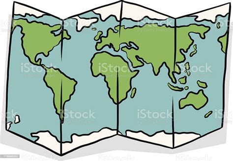 World Map Cartoon Color World Map Paper Cartoon Vector And