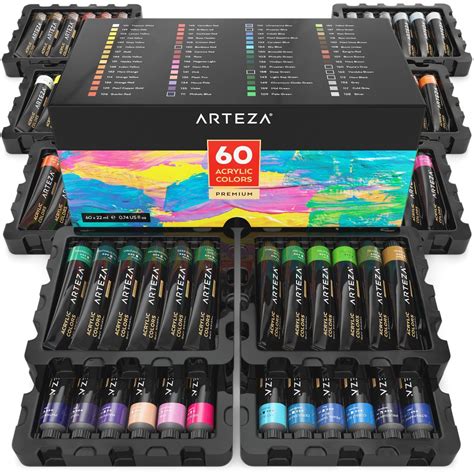Deals Finders Amazon Acrylic Paint Set Of 60 Colorstubes 22 Ml