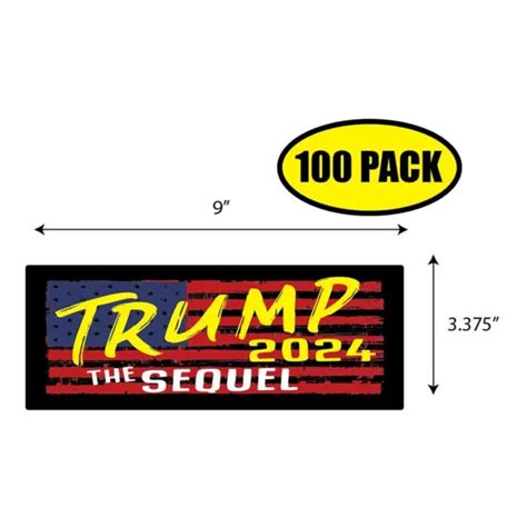 100 Pack 337andx 9 Trump 2024 The Sequel Sticker Decal T Maga Trump