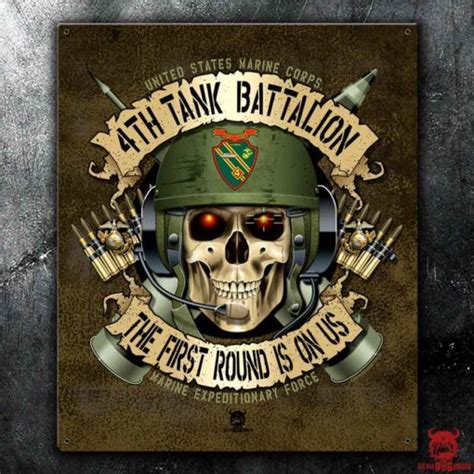 4th Tank Battalion Marine Corps Vintage Sign Only At Devil Dog Shirts