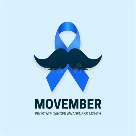 Movember Prostate Cancer Awareness Month Poster Background Campaign Design With Blue Ribbon And