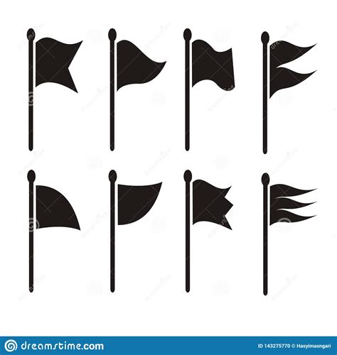 Black Flag Icon Set Vector Stock Illustration Illustration Of Design