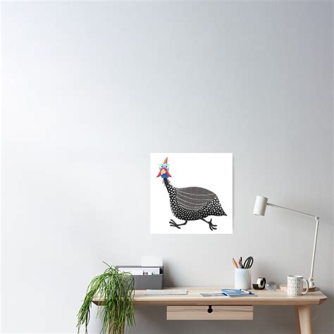 Funny Guineafowl Cartoon Illustration Poster For Sale By Frogfactory
