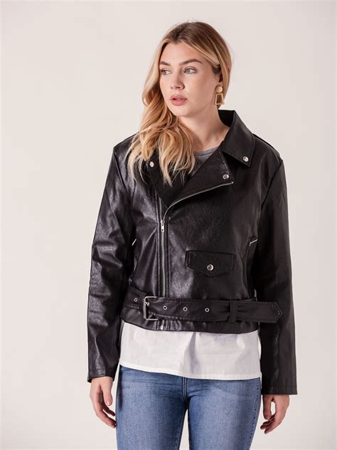 Black Oversized Faux Leather Biker Jacket - Loud Wholesale