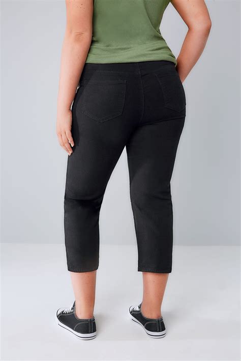 Black Cropped Jeans Plus Size 16 To 28