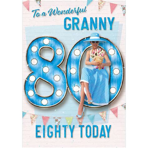 s2038 kd granny 80th birthday card eighty years floral celebration