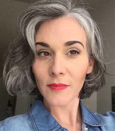 Wavy Gray Bob Hairstyles With Bangs For Women Over Fifty 45 Short