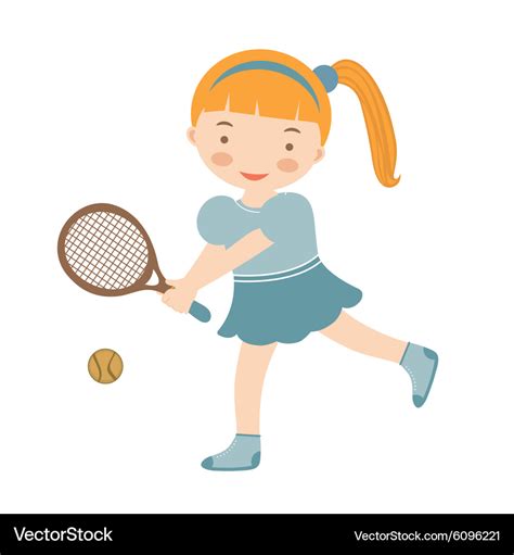 Cute Little Girl Playing Tennis Royalty Free Vector Image