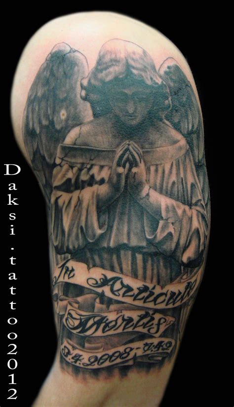Amazing Half Sleeve Praying Angel Tattoo Design