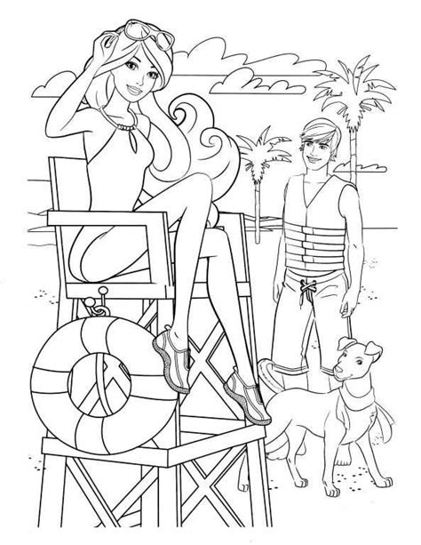 Barbie And Ken At The Beach Coloring Pages