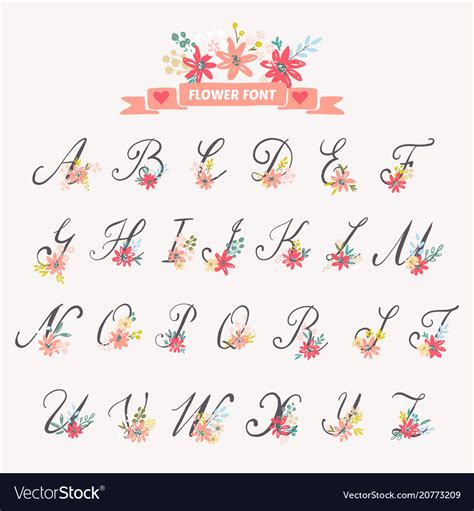 Beautiful Floral Letters Royalty Free Vector Image