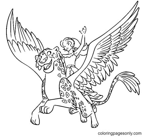 Princess Elena Flying With Skylar Coloring Pages Elena Of Avalor