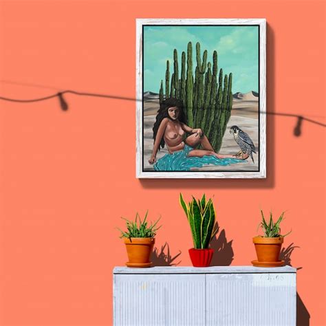 original artwork southwestern decor nude art print nude female nude woman print cactus wall art