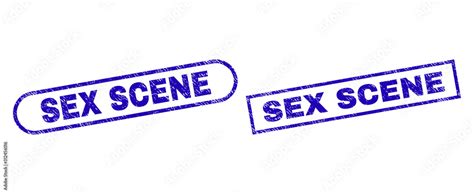 Blue Rectangle And Rounded Sex Scene Seal Stamp Flat Vector Textured