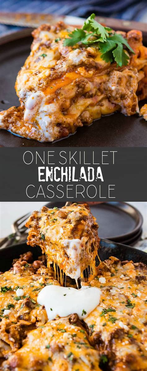 Brown some ground beef, add cream cheese and spices. One-Skillet Ground Beef Enchilada Casserole Recipe - Oh Sweet Basil