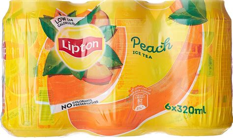Lipton Ice Tea Peach Non Carbonated Iced Tea Drink Cans 6 X 320 Ml