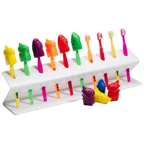 Toothbrush Rack Set With Decal Brushes And Character Covers 10 Count