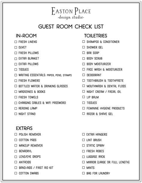 A Guest Room Checklist — Easton Place