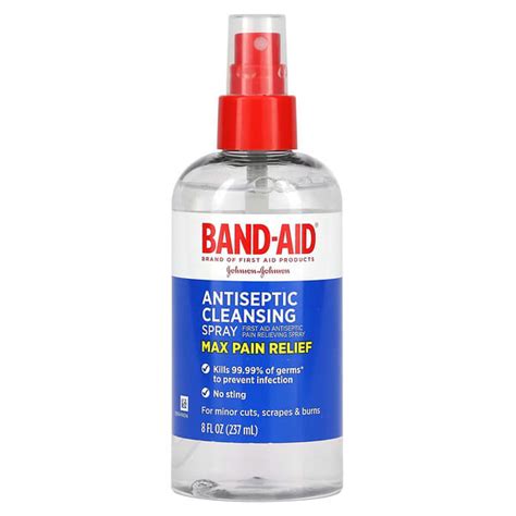 Band Aid Antiseptic Cleansing Spray Max Pain Relief 8 Fl Oz 237 Ml