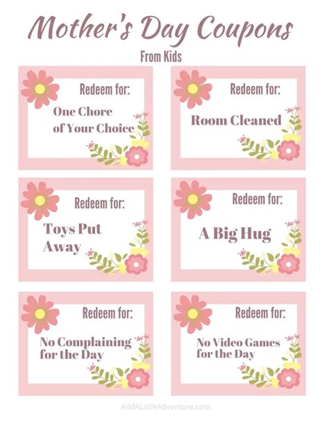 Mothers Day Coupon Template Free Printables