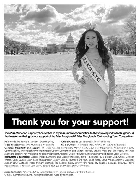 Sponsors The Miss Maryland Scholarship Organization