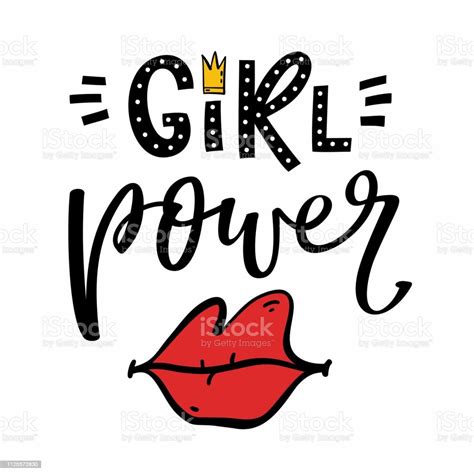 Girl Power Feminism Quote Woman Motivational Slogan Hand Drawn Phrase
