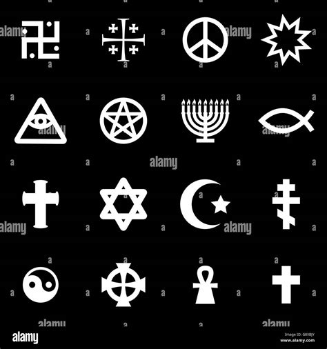 Conjunto De Símbolos Religiosos Blancos Vectorial Imagen Vector De