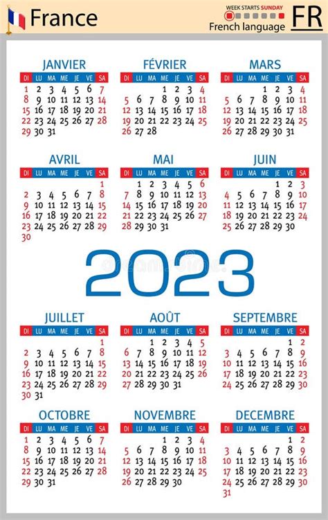 French Calender 2023 Stock Illustrations 159 French Calender 2023