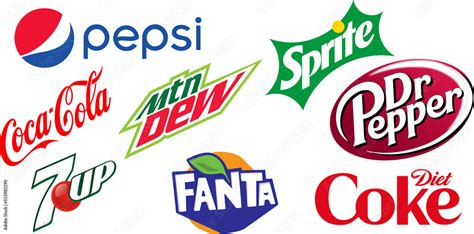Set Of 8 Soft Drinks Pepsi Coca Cola Sprite Fanta Dr Pepper Diet