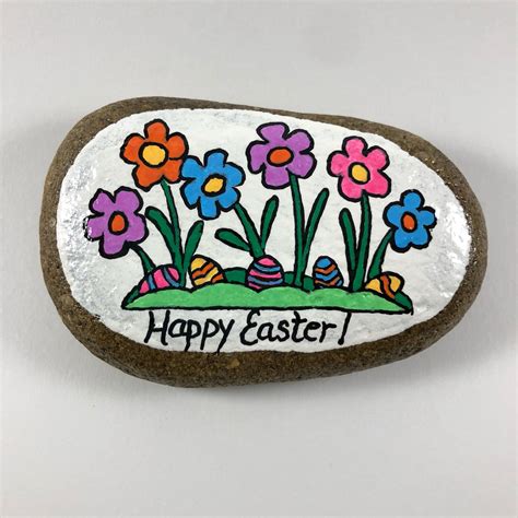 Happy Easter Painted Rock Easter Painted Stone Easter Basket Filler