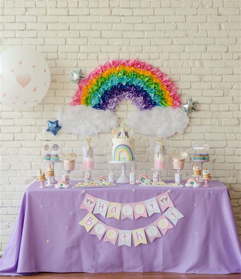 The Sweetest Unicorn Birthday Party Free Printables In 2020 Rainbow