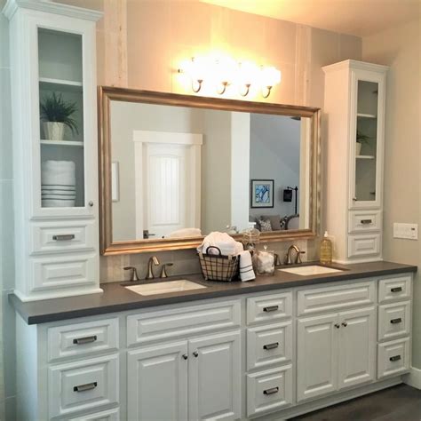 A Large White Vanity With Double Sinks Provides Plenty Of Space For Two