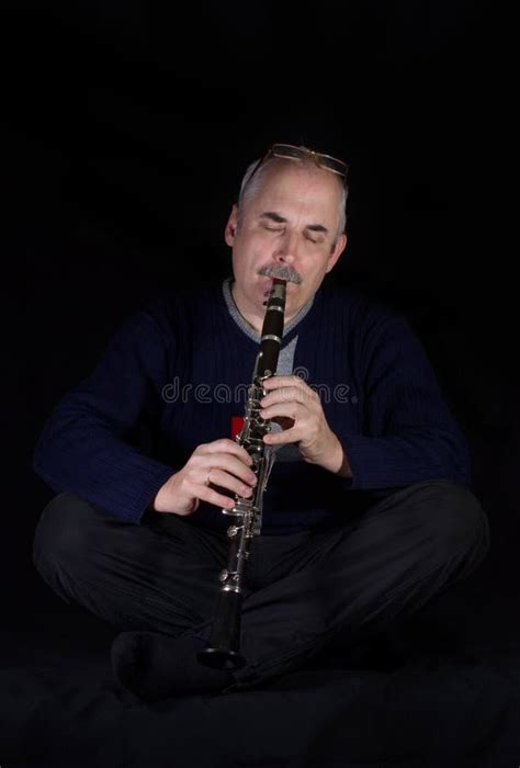 Mature Man Playing The Clarinet Stock Image Image Of Passion