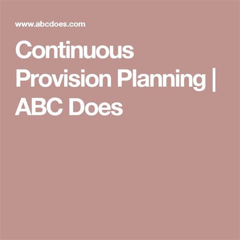 Continuous Provision Planning Abc Does Continuous Provision Abc
