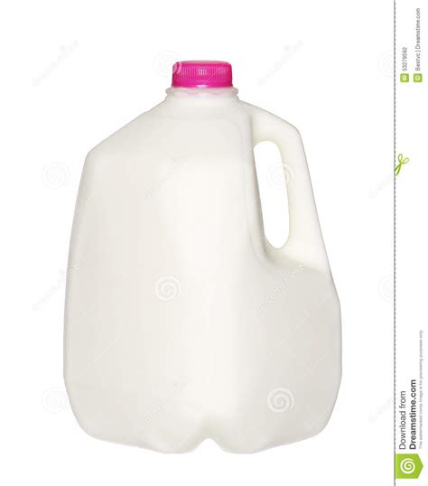 Gallon Milk Bottle With Pink Cap On White Stock Photo Image Of White