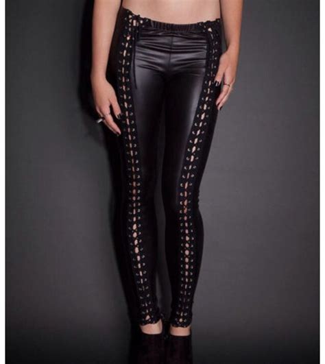 full leg lace up black leather pants the mortal instruments leather leggings faux leather