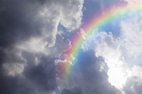 Blue Sky With Rainbow Beautiful Sky After Rain Stock Photo Image Of