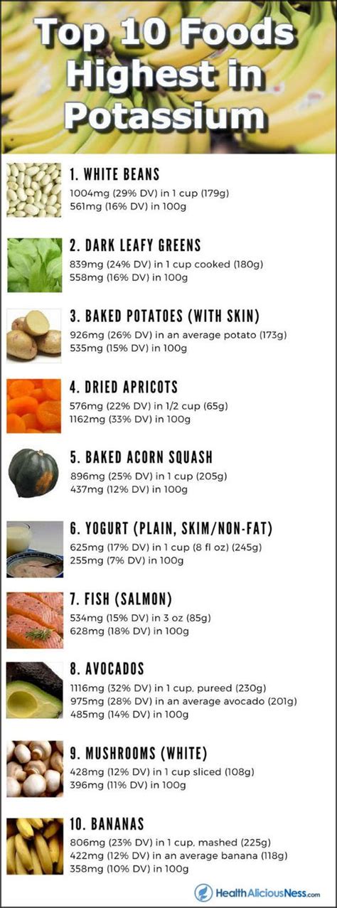 Infographic For The Top 10 Foods Highest In Potassium Including Beans