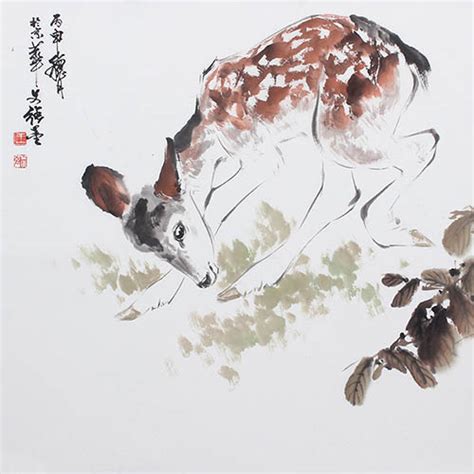Chinese Deer Painting Wwq41204006 69cm X 138cm27〃 X 54〃