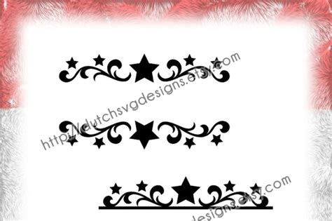 2 Swirly Split Border Cutting Files With Stars For Monogram And Text