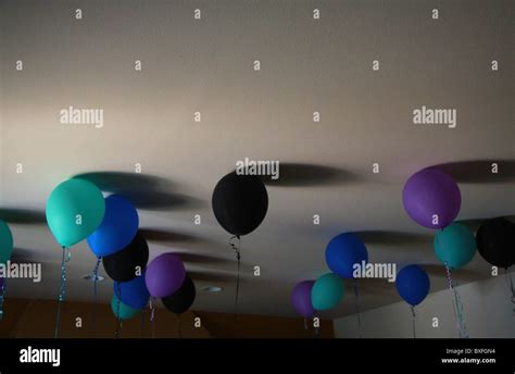 A Bunch Of Helium Filled Balloons On A Ceiling Stock Photo Alamy