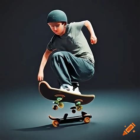 Skateboarding Ollie Trick On Craiyon