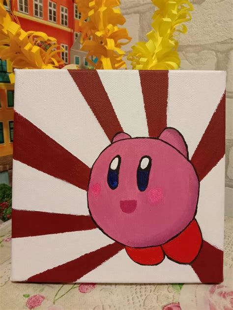 Kirby Painting On Canvas Acrylic Painting Game Character Etsy