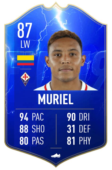 His overall rating (shown on the card) incorporates this arbitrarily created boost. FIFA 19: Luis Muriel - TOTS Moments SBC announced ...